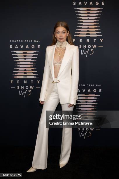 In this image released on September 22, Gigi Hadid attends Rihanna's Savage X Fenty Show Vol. 3 presented by Amazon Prime Video at The Westin...