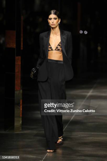 Model walks the runway at the Fendi fashion show during the Milan Fashion Week - Spring / Summer 2022 on September 22, 2021 in Milan, Italy.