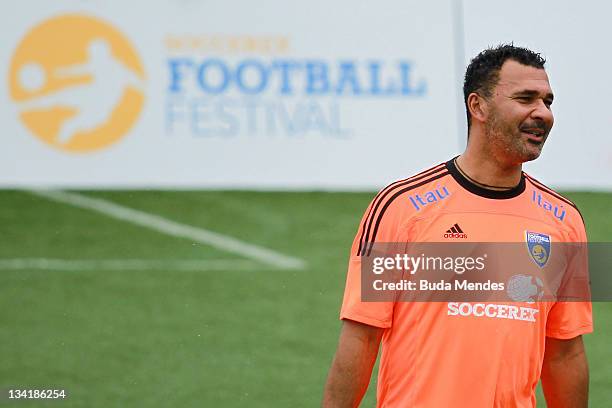 Ruud Gullit, from Holland, poses during a match as part of the the Soccerex Legends five-a-side Tournament at Copacabana Beach on November 27, 2011...