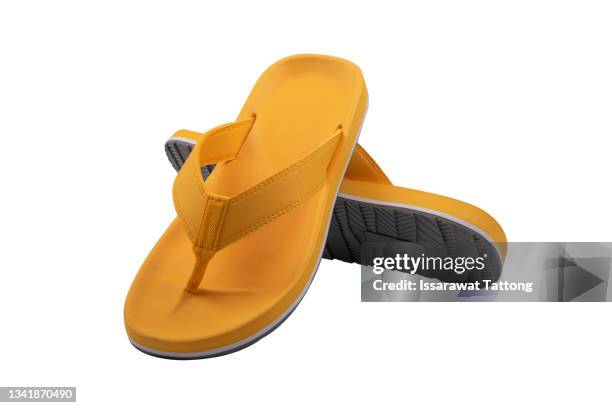 casual men's sandals isolated on white background. comfortable men's sandals. - badelatsche stock-fotos und bilder