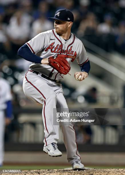 Sean Newcomb of the Atlanta Braves pitches in the sixth inning against the New York Mets during game two of a doubleheader at Citi Field on July 26,...