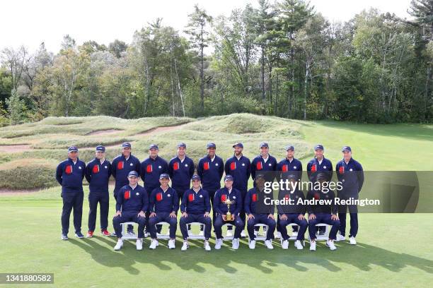 Vice-captain Fred Couples of team United States, vice-captain Zach Johnson of team United States, vice-captain Phil Mickelson of team United States,...