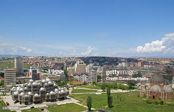 panoramic photo of prishtina kosovo - kosovo stockfoto's en -beelden