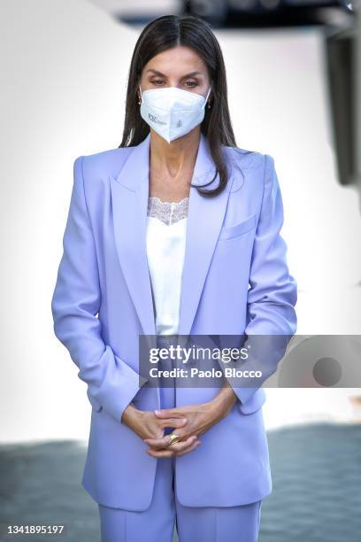 Queen Letizia of Spain attends a meeting at AECC on September 22, 2021 in Madrid, Spain.