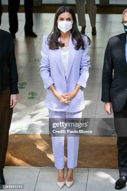 Queen Letizia of Spain attends a meeting at AECC on September 22, 2021 in Madrid, Spain.