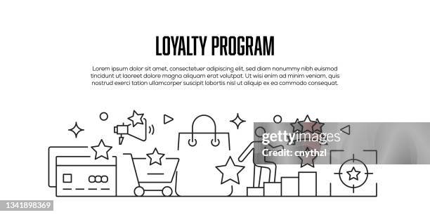 illustrations, cliparts, dessins animés et icônes de conception de bannière de style ligne moderne liée au programme de fidélité - programme de fidélité