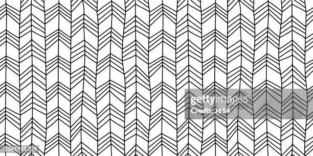 freehand seamless chevron pattern - black and white drawing abstract stock illustrations