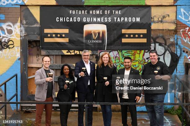 Hakan Kulturlu, Danielle Robinson, Nuno Teles, Allison Miller, Jay Sethi, and Michael Donilon attend as Guinness announces the future home of the...