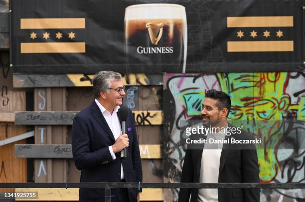Nuno Teles, President, Diageo Beer Company USA and Jay Sethi, CMO, Diageo Beer Company USA speak as Guinness announces the future home of the Chicago...