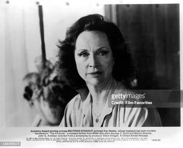 Beatrice Straight publicity portrait for the film 'The Formula', 1980.