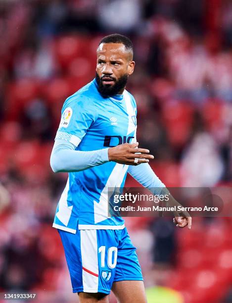 Tiago Manuel Dias Correia 'Bebe' of Rayo Vallecano reacts during the La Liga Santander match between Athletic Club and Rayo Vallecano at San Mames...