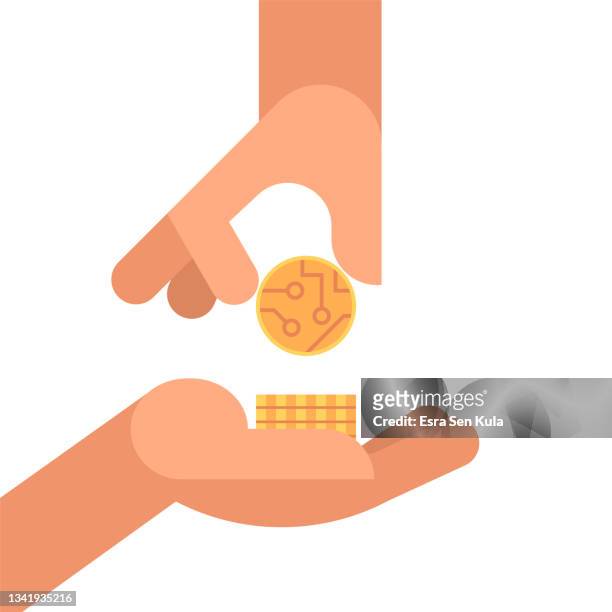 save crypto currency modern flat illustration - receiving cash stock illustrations