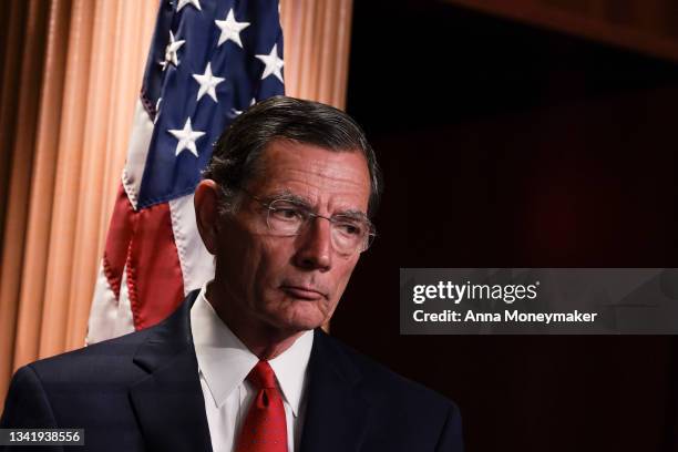 Sen. John Barrasso listens during news conference on the debt ceiling at the U.S. Capitol on September 22, 2021 in Washington, DC. Senate Minority...