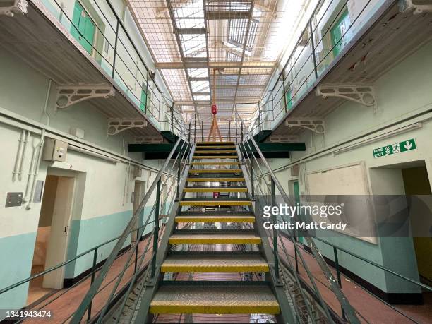Cell doors and metal landings are seen in the old cell block inside what was HMP Shepton Mallet on October 01, 2018 in Somerset, England. When it...