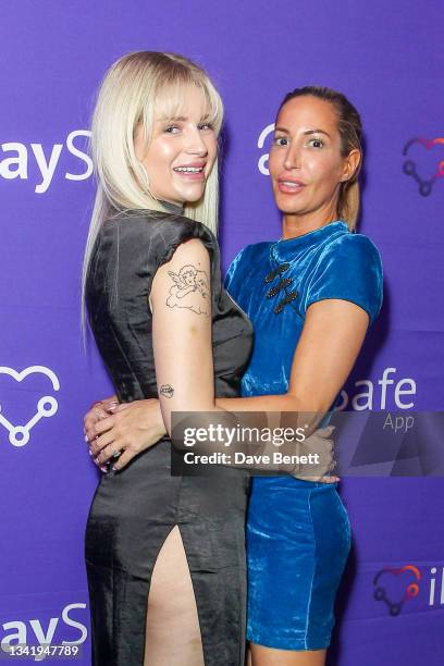 Lottie Moss and Laura Pradelska celebrate the launch of the sexual wellness brand iPlaySafe App at a VIP party at The Mandrake Hotel on September 22,...