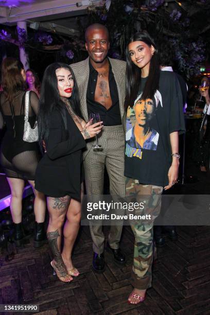 Mutya Buena, Vas J Morgan and Neelam Gill celebrate the launch of the sexual wellness brand iPlaySafe App at a VIP party at The Mandrake Hotel on...