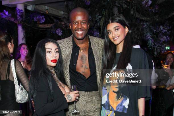 Mutya Buena, Vas J Morgan and Neelam Gill celebrate the launch of the sexual wellness brand iPlaySafe App at a VIP party at The Mandrake Hotel on...