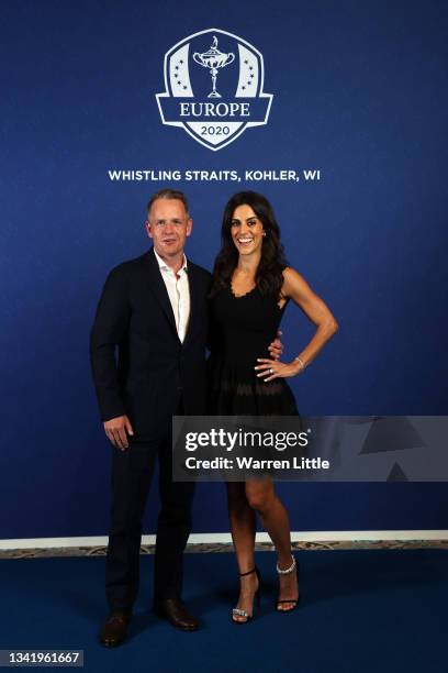 Vice-captain Luke Donald of England and team Europe and wife Diane Antonopoulos pose for a photo during the Team Europe Gala Dinner prior to the 43rd...