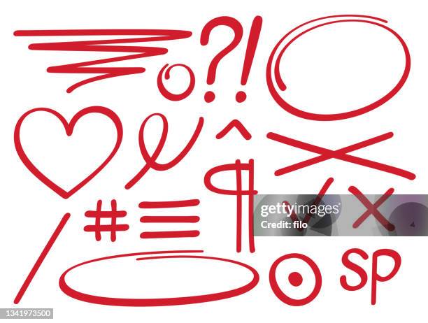 editing correction markings - editing equipment stock illustrations