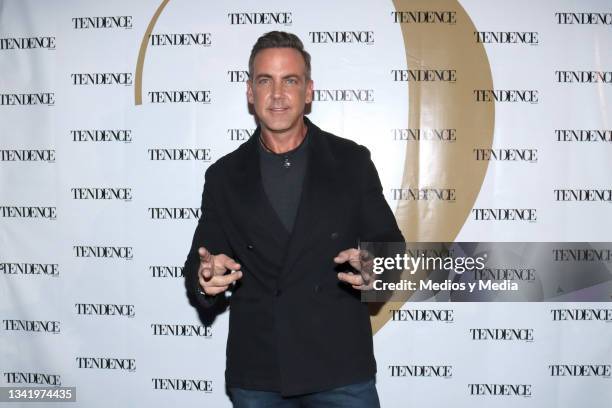 Carlos Ponce poses for photos during the red carpet of Launch of the Colombian Pop-Singer 'Val Music' at Las Tertulias on September 22, 2021 in...