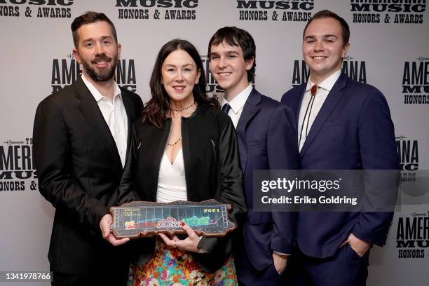 Jody Whelan, Fiona Whelan, Jack Prine and Tommy Prine attend the 20th Annual Americana Honors & Awards at Ryman Auditorium on September 22, 2021 in...