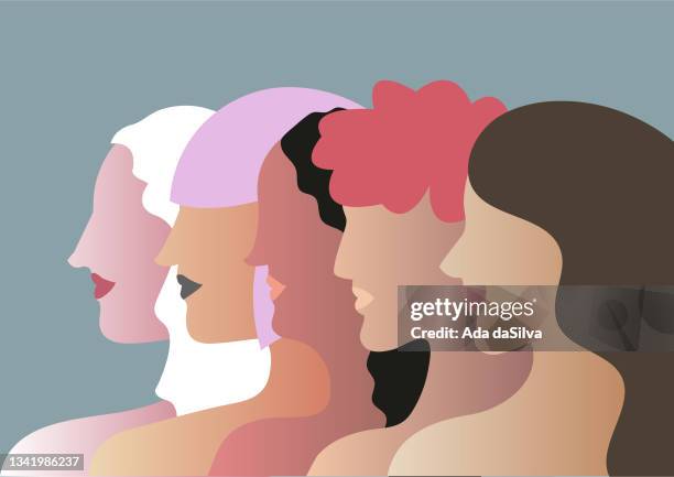 unique people side view image - special hair stock illustrations