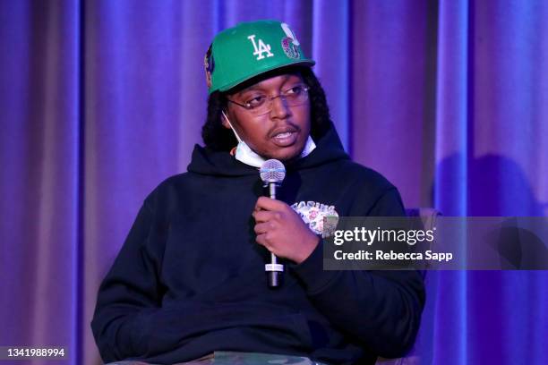 Takeoff of Migos onstage at A Conversation with Migos at The GRAMMY Museum on September 22, 2021 in Los Angeles, California.