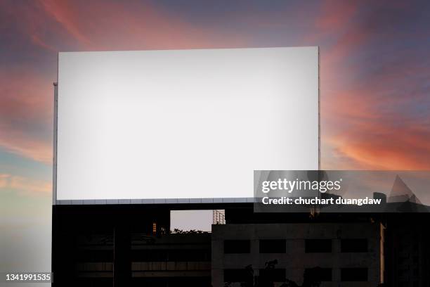 billboard blank advertising banner media display and sky background - billboard bildbanksfoton och bilder