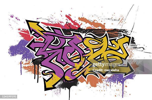 illustrations, cliparts, dessins animés et icônes de graffiti sur le thème illustration - jouer au chat et à la souris