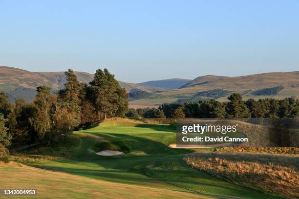 View of the approach to the green on the par 4, ninth hole on the Kings Course at Gleneagles on September 01, 2021 in Auchterarder, Scotland.