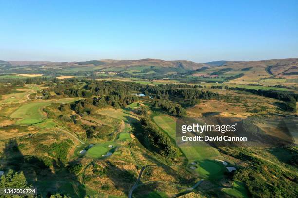 An aerial view of the par 4, 10th hole , the par 4, ninth hole , the par 3, eighth hole and the par 4, seventh hole on the Kings Course at Gleneagles...