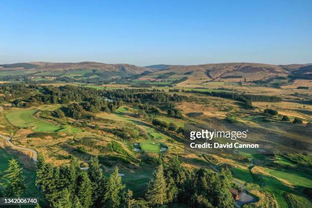 An aerial view of the par 4, 10th hole , the par 4, ninth hole , the par 3, eighth hole and the par 4, seventh hole on the Kings Course at Gleneagles...