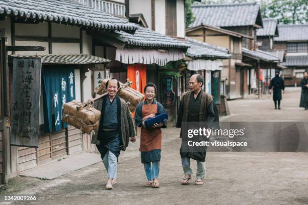 three generation family - edo period stock pictures, royalty-free photos & images