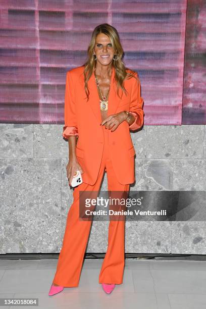 Anna Dello Russo is seen on the front row of the Max Mara fashion show during the Milan Fashion Week - Spring / Summer 2022 on September 23, 2021 in...