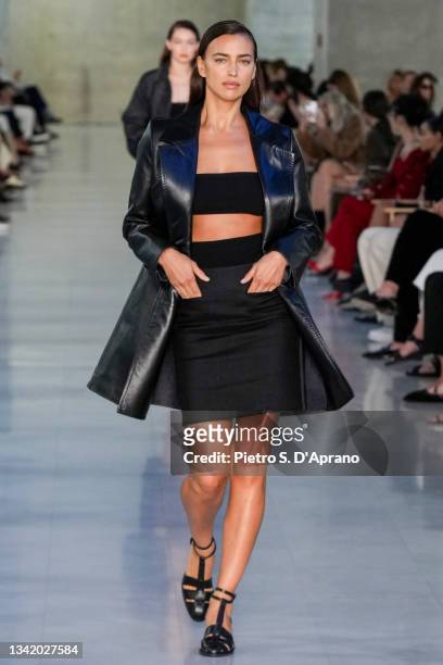 Irina Shayk walks the runway at the Max Mara fashion show during the Milan Fashion Week - Spring / Summer 2022 on September 23, 2021 in Milan, Italy.