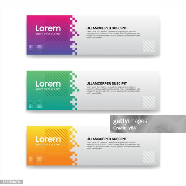 set of 3 banners - three objects stock illustrations