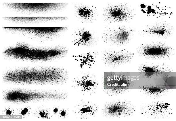 ilustrações de stock, clip art, desenhos animados e ícones de black paint splatters - grunge