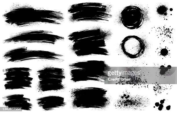 schwarze farbhintergründe und spritzer - malfarbe stock-grafiken, -clipart, -cartoons und -symbole