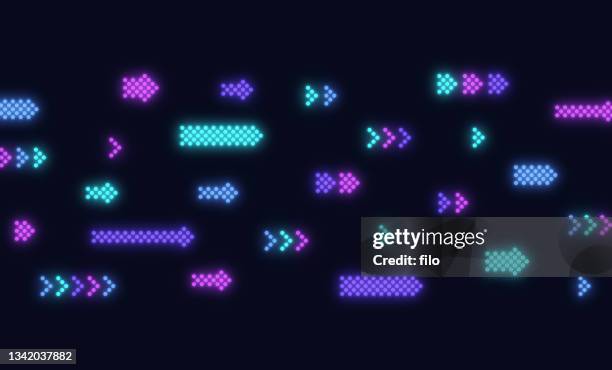 stockillustraties, clipart, cartoons en iconen met glowing arrow video game background - 80s background