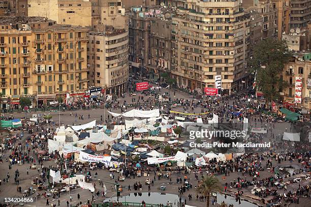 Tahrir Square is occupied by only a few hundred protestors on election day on November 28, 2011 in Cairo, Egypt. Eleven months after the fall of...