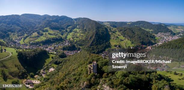 waldenburg castle ruins, aerial view, waldenburg, basel-landschaft, switzerland - canton de bâle campagne photos et images de collection