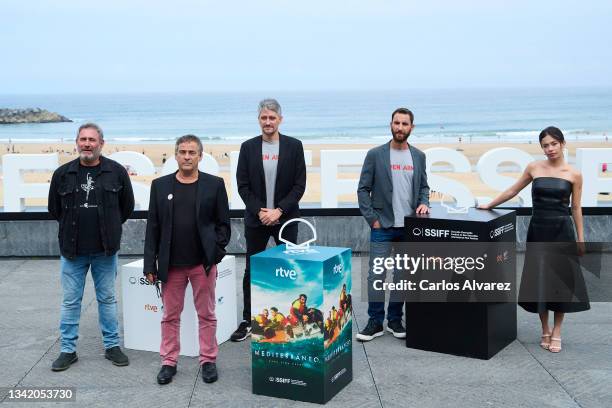 Sergi Lopez, Eduard Fernandez, Marcel Barrena, Ana Castillo and Dani Rovira attends "Mediterraneo /Mediterraneo: The Law Of The Sea" RTVE photocall...