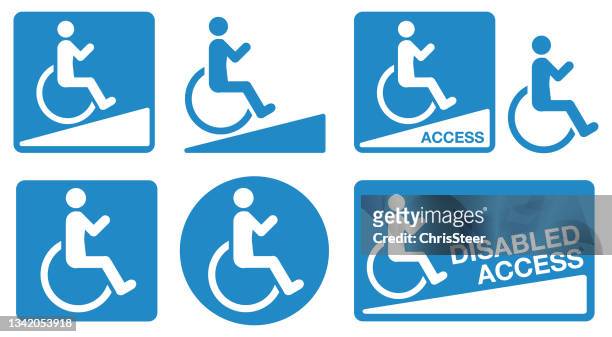 ilustraciones, imágenes clip art, dibujos animados e iconos de stock de silla de ruedas para discapacitados - disabled accessibility