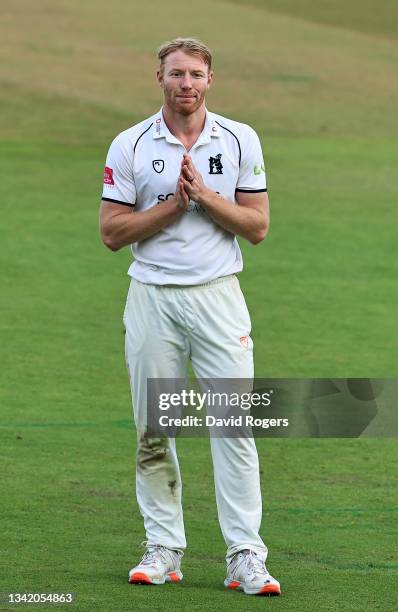 Liam Norwell of Warwickshire looks on during day three of the LV=Insurance County Championship match between Warwickshire and Somerset at Edgbaston...