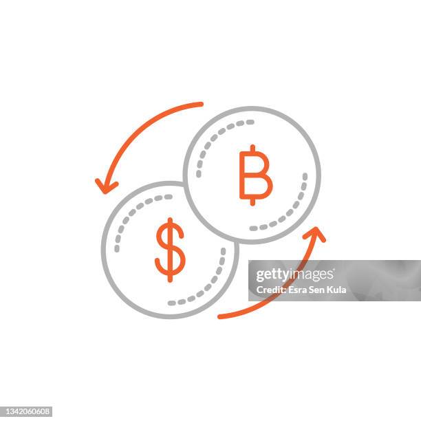 cryptocurrency exchange line icon with editable stroke - multi currency stock illustrations