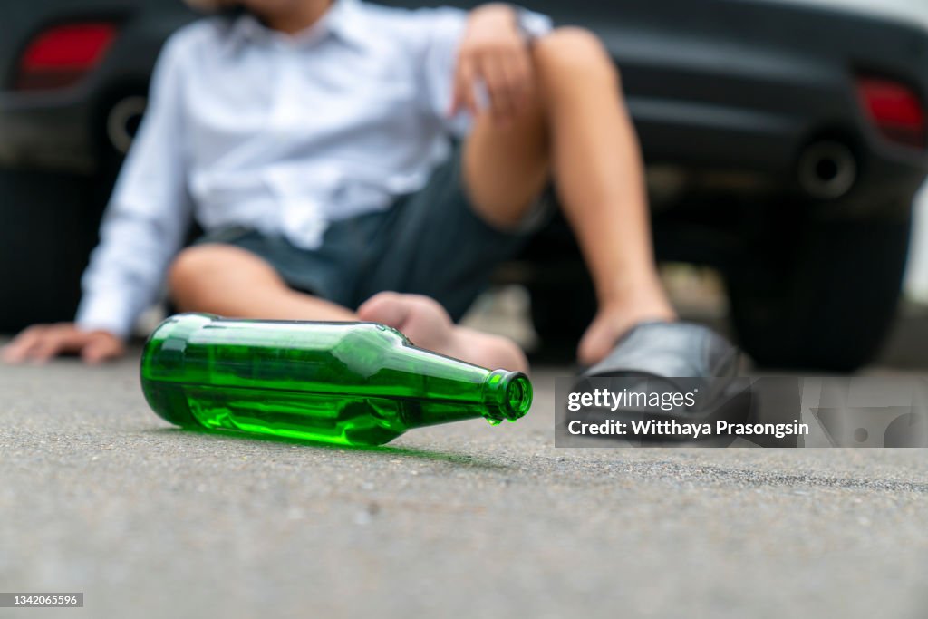 Aftermath of a drunk driver in a car accident