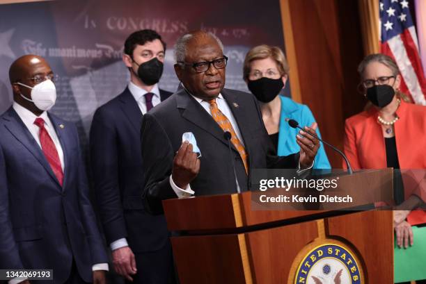 House Majority Whip Jim Clyburn speaks on medicare expansion and the reconciliation package during a press conference with fellow lawmakers at the...