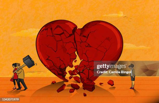 broken heart-infidelity - breaking and exiting stock illustrations