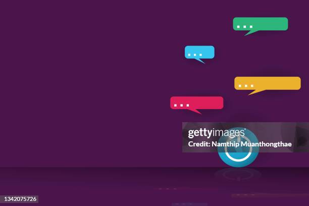 meeting online illustration concept shows the colorful of text boxes for global communication while turn on the internet or wireless technology. - text alert stock pictures, royalty-free photos & images