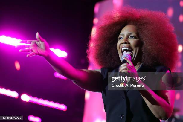 Stephanie Mills performs at "Club Quarantine Live--D-Nice And Special Guests" as part of the Celebrate Brooklyn! festivals at Prospect Park Bandshell...